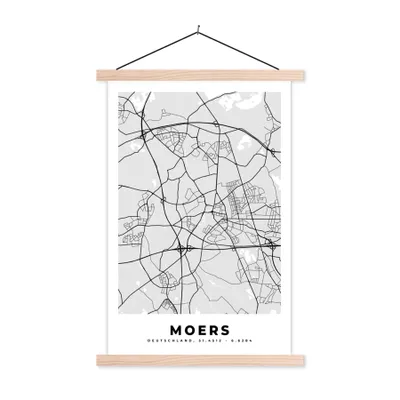Produktbild von MuchoWow® Textilposter Karte - Moers - Deutschland - Stadtplan - Karte 40x60 cm mit holzfarbenen Rahmen - Poster
