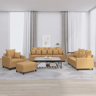 Produktbild von "2026 Promotion" 4-tlg. Sofagarnitur mit kissen - Wohnlandschaft - Braun Samt - Klassische Sofas CC10893