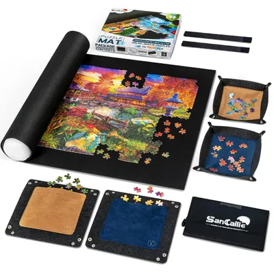 Zdjęcie produktu dla Mata do puzzli 1500 elementów, filcowa, z 4 szufladami i torbou, dla miłośników puzzli