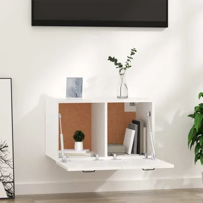 Produktbild von Eleganter Möbel Wandschrank Hochglanz-Weiß 80x36,5x35cm Holzwerkstoff - CJG310269 - Wandregale