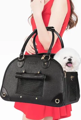 Produktbild von Famanu Faltbare Premium Hundetragetasche für Katzen und kleine Hunde - Schwarz