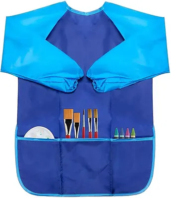 Obrázek produktu pro Ochranný oděv na malování, nylon, voděodolný, ochranný oděv s rukávy pro děti ve věku 7 až 12 let, nylon, velikost L, modrá, velikost L