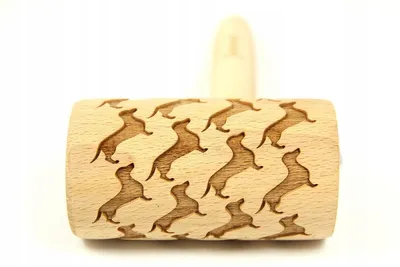 Produktbild von Folkroll Teigrolle Tier-Muster Prägung 19 cm Buchenholz