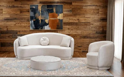 Zdjęcie produktu dla Elegancki zestaw mebli wypoczynkowych: trzyosobowa sofa i fotel obity tapicerką. Ekskluzywny zestaw składający się z dwóch elementów