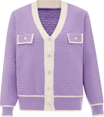 Produktbild von carato damen strickjacke - lavendel wollweiss, XS/S