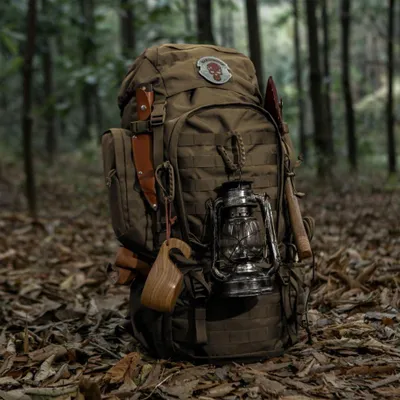 Produktbild von Famanu Rucksack 60L - Taktischer Rucksack für Camping, Trekking, Wandern - Grün