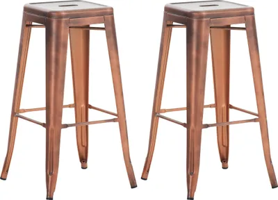 Produktbild von CLP 2er Set Barhocker Joshua aus Metall mit Fußstütze kupfer
