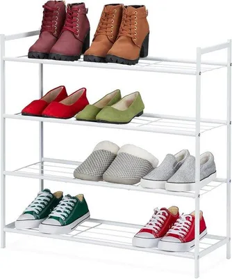 Produktbild von Famanu Schuhregal Metall 4-lagig - 12 Paar Schuhe - Weiß