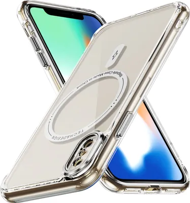 Obrázek produktu pro Magnetické průhledné pouzdro pro iPhone X / iPhone XS, kompatibilní s MagSafe, hybridní nárazuvzdorné ochranné pouzdro Bílý