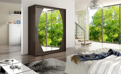 Obrázek produktu pro Prostorná šatní skříň se zrcadlem Olaf - šířka 150 cm, čoko