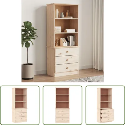 Immagine prodotto di The Living Store Libreria con cassetti ALTA 60x35x142 cm in legno di pino massiccio