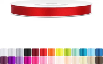 Produktbild von Satinband 6mm Rot - 25 Meter Rolle Geschenk- & Schleifenband