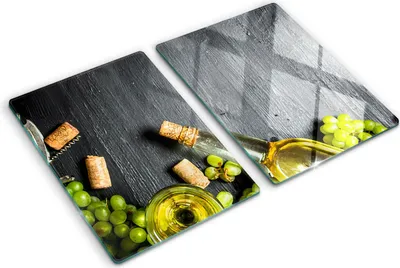 Obrázek produktu pro Kryt varné desky – Kryt na indukční desku – Ochranná skleněná deska – 2x40x52 cm– Skleněné ochranné desky na sporák –Tvrzené sklo –Bílé víno a ovoce