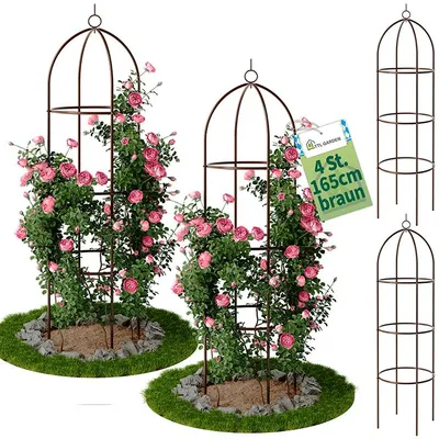 Produktbild von TTL GARDEN Rankhilfe Obelisk L 165x40cm braun 4er Set – Rankgitter Metall