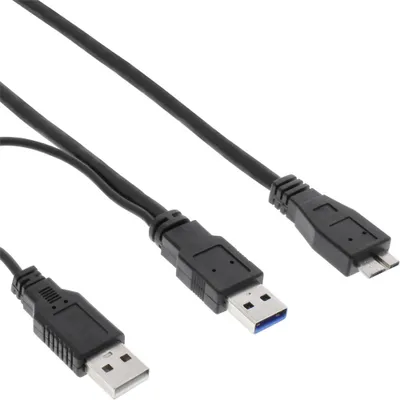 Produktbild von InLine® USB 3.2 Gen.1 Y-Kabel, 2x A an Micro B, schwarz, 1,5m