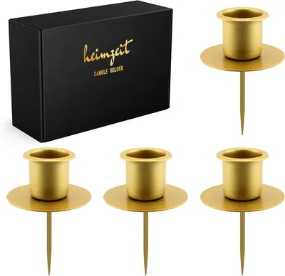 Produktbild von Kerzenhalter aus Metall, Durchmesser 22 mm, 4 Stück, goldfarben