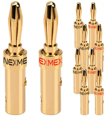 Produktbild von Bananenstecker 4mm schraubbar vergoldet 10x NEXMEX Stecker für Lautsprecherkabel