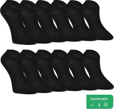 Produktbild von Bambus Sneaker Socken 12 Paar Schwarz Größe 43-46
