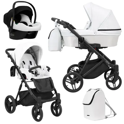 Produktbild von Kunert Lazzio Premium 3-in-1 Kombikinderwagen Weiß Eco mit Babyschale