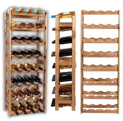 Produktbild von MODO24 Weinregal 32 Flaschen, Flaschenregal, Weinschrank, Weinständer, Getränkeregal, Kellerregal, Massivholz, 118x43x25 cm, Braun, RW1