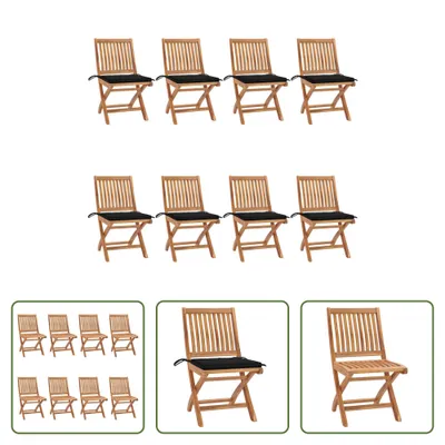 Produktbild von The Living Store Klappbare Gartenstühle mit Kissen 8 Stk. Massivholz Teak