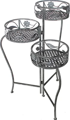 Produktbild von Pflanzenständer Blumenständer Gartendeko Blumenregal Eisen Antik grau