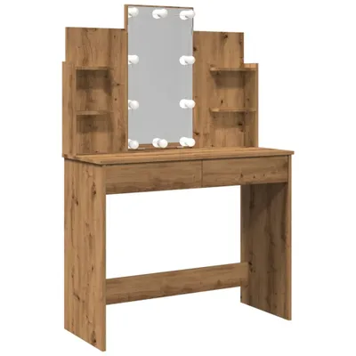 Produktbild von Schminktisch mit LED-Leuchten Artisan-Eiche 96x40x142 cm