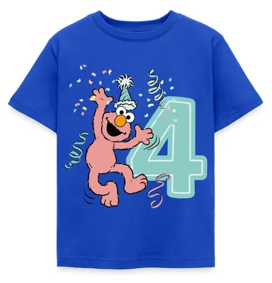 Produktbild von Spreadshirt Sesamstraße Geburtstagdesign Mit Elmo Vier Jahre Kinder T-Shirt, 110/116 (5-6 Jahre), Royalblau