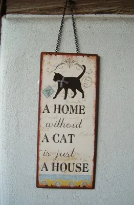 Produktbild von Wandschild, Metallschild, Katze, Katzenfreund, A HOME WITHOUT A CAT...