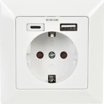 Produktbild von Schutzkontakt-Steckdose mit USB Anschluss für USB-C und USB-A