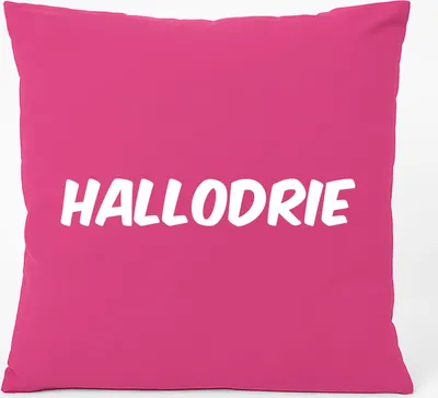 Produktbild von Huuraa Kissen Hallodrie Schriftzug 40x40cm mit Füllung Fuchsia Baumwolle Dekokissen Geschenkidee