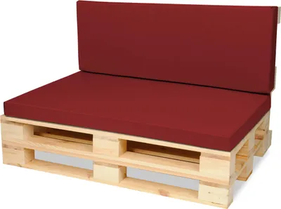 Produktbild von Palettenkissen Palettenauflagen Sitzkissen - 120x80 cm und Rückenlehne 120x40 cm - Outdoor und Indoor - Bordeaux