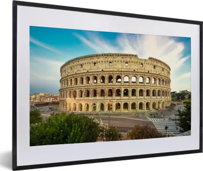 Produktbild von MuchoWow® MuchoWow® Gerahmtes Poster Römisches Kolosseum Rom bei Sonnenuntergang 60x40 cm - Poster mit zchwarzem Bilderrahmen - Schlafzimmer - Plakat in Rahmen - Drucken