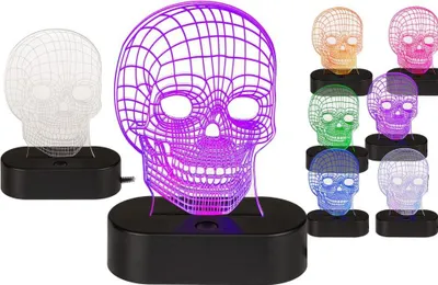 Obrázek produktu pro 3D LED lampa lebka měnící barvy - 4029811444175
