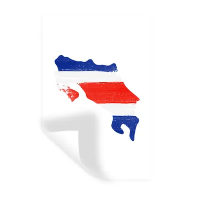 Obrázok produktu pre MuchoWow® Nálepka na stenu - Kostarika - Mapa - Vlajka - 20x30cm - Samolepiaca a polohovateľná