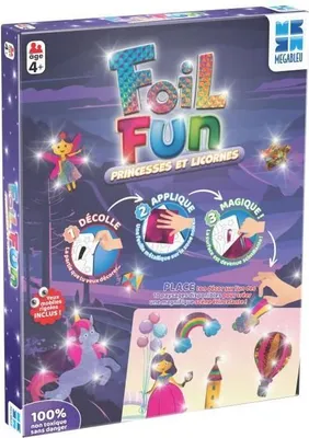 Produktbild von MEGABLEU Foil Fun Prinzessinnen und Einhörner, Kreatives Set, Saubere Kunstwerke, Ungiftig