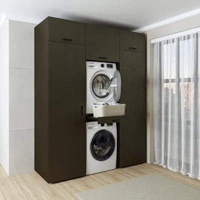 Image de Roomart DUO-I, meuble-lavabo de 187 cm de large, chêne noir
