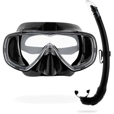 Image de Masque et tuba de plongée - Masque en silicone transparent - Verre incassable - Taille unique - Pour la mer