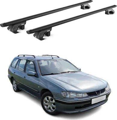 Image de Barres de toit transversales pour Peugeot 406 Break 1997-2005 Alu Noir 2x ABE