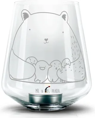 Produktbild von Mr. & Mrs. Panda Laterne Bär Gefühl - Transparent - Geschenk, Durchgedreht, Verrückt, Wahnsinn, glas kerzenhalter, Teddy, Windlicht, gravur