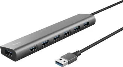 Produktbild von Trust Halyx - Typ A 5000 Mbit/s 7-Port-USB-3.2-Gen1-Hub (silber)