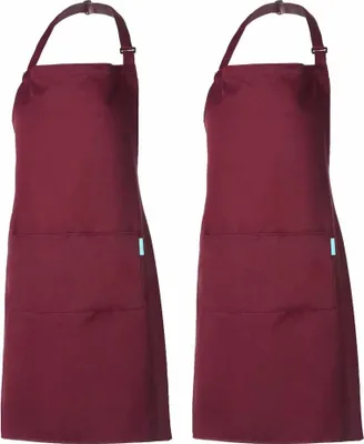 Produktbild von Schürze Kochschürze Küchenschürze 2 Set mit 2 Taschen Latzschürze kochschürze für Frauen Männer Chef verstellbarem Nackenband