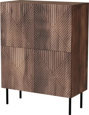 Immagine prodotto di Dmora Credenza Esmoriz 40x118x89h cm Marrone Noce, 4 Ripiani 8 Vani