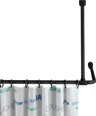 Produktbild von Stropná podpera WENKO pre sprchové a vaňové tyče, pre tyče s Ø 2/2,5 cm, na vŕtanie vrátane upevňovacieho materiálu, odolný proti korózii a odolný hliník, dĺžka 57 cm, čierna