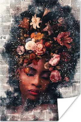 Produktbild von MuchoWow® Poster Frau - Farbe - Blumen 20x30 cm - Papierdruck