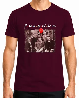 Immagine prodotto di Maglietta FRIENDS Horror Halloween Slasher Masken Pennywise Jason Freddy Herren, Borgogna, L