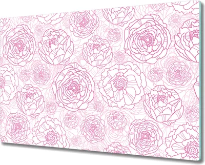 Produktbild von Glas Schneidebrett Herdabdeckplatten Schneideplatten - 80x52 cm - Rosa Blüten rosa