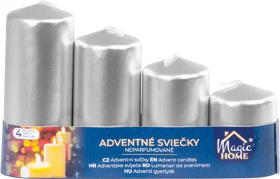Produktbild von Adventskerze, silber, 48 x 60/80/100/120 mm, 4 St.
