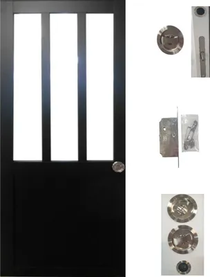 Image de Porte Coulissante Atelier Noir H204 x L83 + serrure a  condamnation