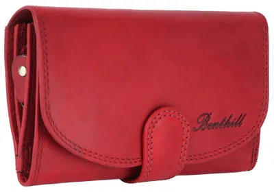 Produktbild von Benthill Damen Geldbörse Echt Leder - Portemonnaie mit RFID Schutz - Portmonee viele Kartenfächer - Echtleder Vintage Damenbörse inkl. Geschenkbox